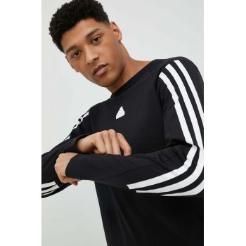 adidas longsleeve din bumbac culoarea negru, cu imprimeu