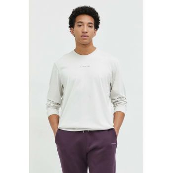 Adidas Originals longsleeve din bumbac culoarea bej, cu imprimeu