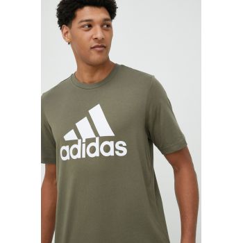 Adidas tricou din bumbac culoarea verde, cu imprimeu