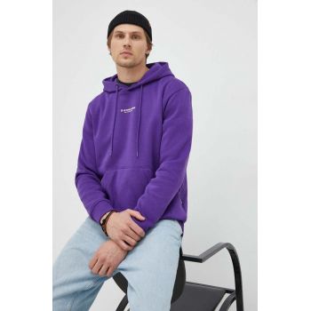 G-Star Raw bluza Barbati, culoarea violet, cu glugă, cu imprimeu