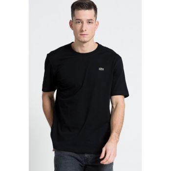 Lacoste tricou barbati, culoarea negru, neted