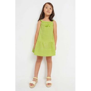 Mayoral rochie din bumbac pentru copii culoarea verde, midi, drept de firma originala