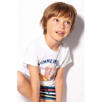 Mayoral tricou de bumbac pentru copii culoarea alb, cu imprimeu