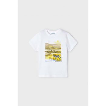 Mayoral tricou de bumbac pentru copii culoarea alb, cu imprimeu