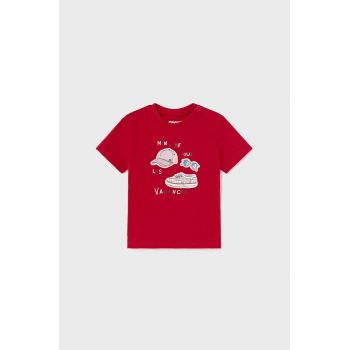 Mayoral tricou din bumbac pentru bebelusi culoarea rosu, cu imprimeu