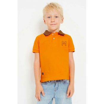 Mayoral tricou polo copii culoarea portocaliu, cu imprimeu ieftin