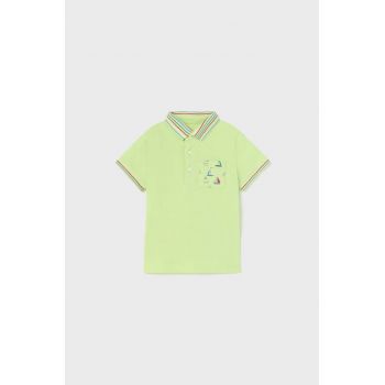 Mayoral tricou polo copii culoarea verde, cu imprimeu de firma original