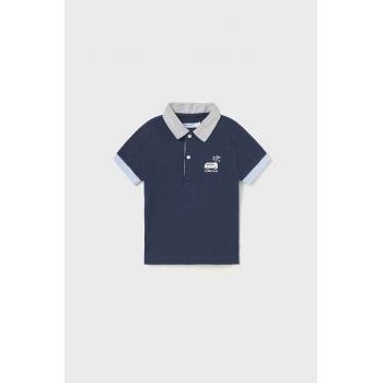 Mayoral tricou polo pentru copii culoarea albastru marin, cu imprimeu ieftin