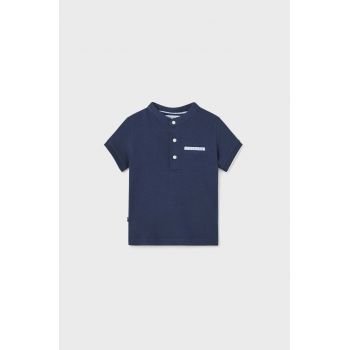 Mayoral tricouri polo din bumbac pentru bebeluși culoarea albastru marin, neted ieftin