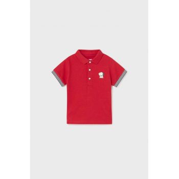 Mayoral tricouri polo din bumbac pentru bebeluși culoarea rosu, cu imprimeu ieftin