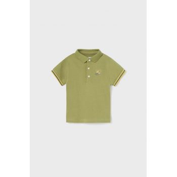 Mayoral tricouri polo din bumbac pentru bebeluși culoarea verde, cu imprimeu ieftin