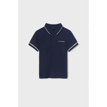 Mayoral tricouri polo din bumbac pentru copii culoarea albastru marin, cu imprimeu de firma original