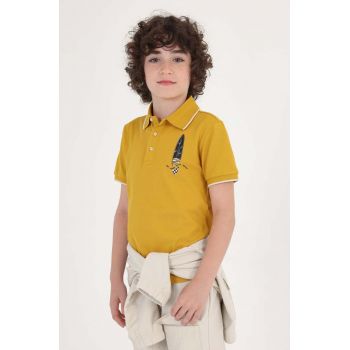 Mayoral tricouri polo din bumbac pentru copii culoarea galben, cu imprimeu