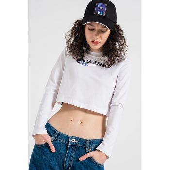 Bluza crop de bumbac organic cu logo