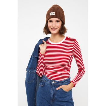Bluza de bumbac cu model in dungi