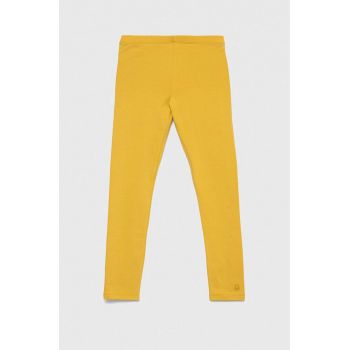 United Colors of Benetton leggins copii culoarea galben, neted