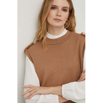 Answear Lab vesta femei, culoarea maro
