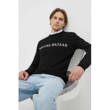 Bruuns Bazaar pulover Simon Nouveau barbati, culoarea negru, light ieftin