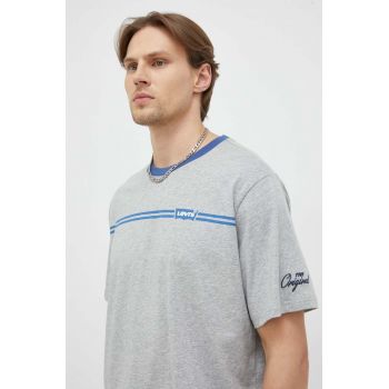 Levi's tricou din bumbac culoarea gri, cu imprimeu ieftin