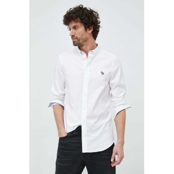 PS Paul Smith camasa din bumbac barbati, culoarea alb, cu guler button-down, slim de firma originala