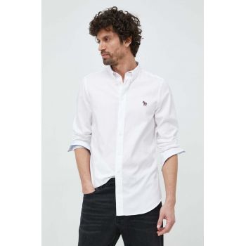 PS Paul Smith camasa din bumbac barbati, culoarea alb, cu guler button-down, slim