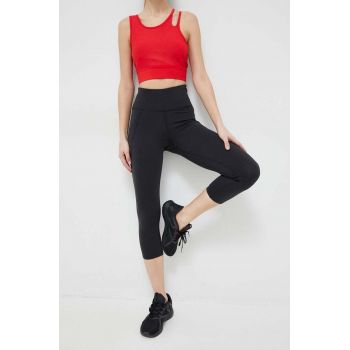 Reebok leggins de antrenament Lux culoarea negru, neted