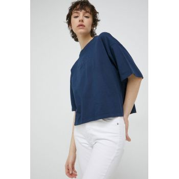 Superdry tricou din bumbac culoarea albastru marin