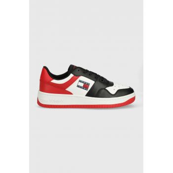 Tommy Jeans sneakers din piele BASKET LEATHER culoarea rosu, EM0EM01162