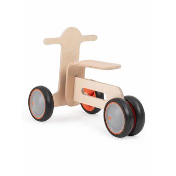 Ride-On copii cu 3 roti pentru copii Tribike MamaToyz lemn natural fara pedale, scaun reglabil pe inaltime, greutate maxima admisa 30 kg, roti din cauciuc EVA