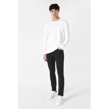 Bluza regular fit cu decolteu la baza gatului - Alb murdar -