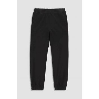 Coccodrillo pantaloni de trening din bumbac pentru copii culoarea negru, neted ieftini