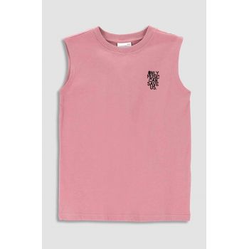 Coccodrillo top din bumbac pentru copii culoarea roz, cu imprimeu