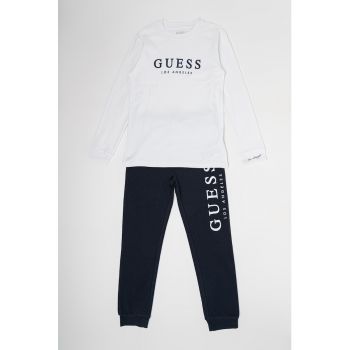 Set de pantaloni si bluza cu imprimeu logo