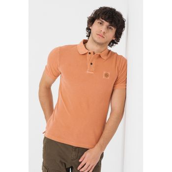 Tricou polo din pique cu aplicatie logo