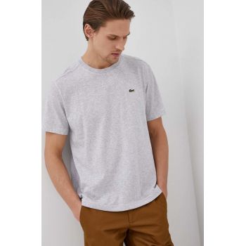 Lacoste tricou barbati, culoarea gri, neted ieftin