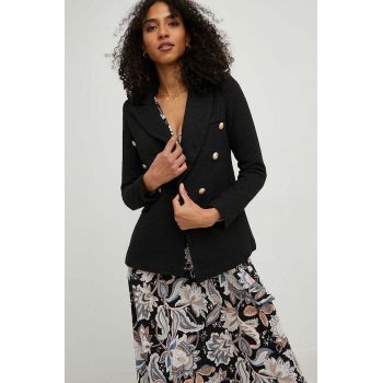 Answear Lab sacou culoarea negru, cu doua randuri de nasturi, neted