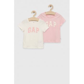 GAP tricou de bumbac pentru copii 2-pack culoarea roz ieftin