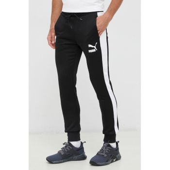 Puma pantaloni de trening culoarea negru, cu model 530098-01 de firma originali