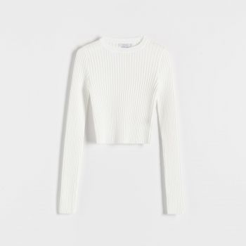 Reserved - Top scurt din jerseu - Ivory