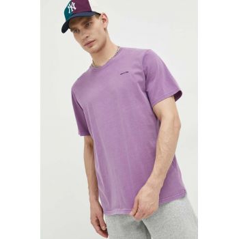 Superdry tricou din bumbac culoarea violet, neted