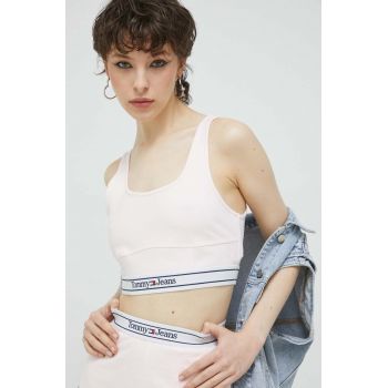 Tommy Jeans top femei, culoarea roz ieftin