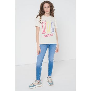 Tricou cu imprimeu grafic si logo