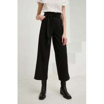Answear Lab pantaloni femei, culoarea negru, drept, high waist