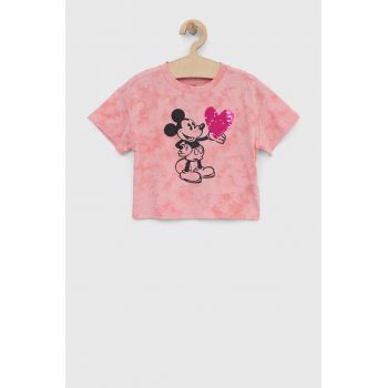 GAP tricou de bumbac pentru copii x Myszka Miki culoarea roz ieftin