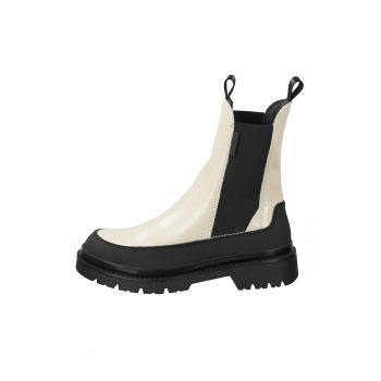 Ghete Chelsea de piele cu varf rotund