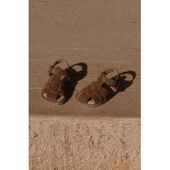 Konges Sløjd sandale din piele intoarsa pentru copii culoarea bej de firma originale
