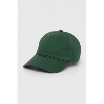 Lacoste șapcă de baseball din bumbac culoarea verde, neted
