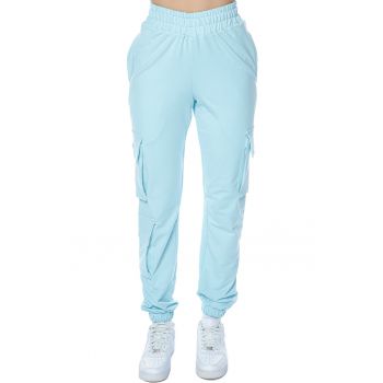 Pantaloni sport cargo cu talie inalta