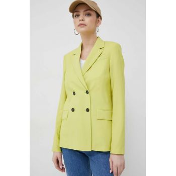 PS Paul Smith geaca de lana culoarea verde, cu doua randuri de nasturi, neted de firma original