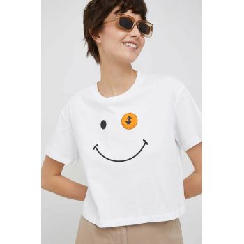 Save The Duck tricou din bumbac culoarea alb